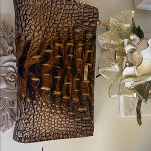 Brahmin Tan Crocodile Embossed Wallet